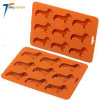 amazon hot sale BPA free food grade dog shape silicone ice cube tray molds for candy, ice cream and chocolate